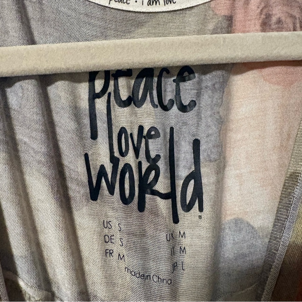 Peace Love World Floral Muscle Tank Top Small - Picture 3 of 3